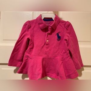 Ralph Lauren baby girl’s pink polo shirt. Size 12 months.
